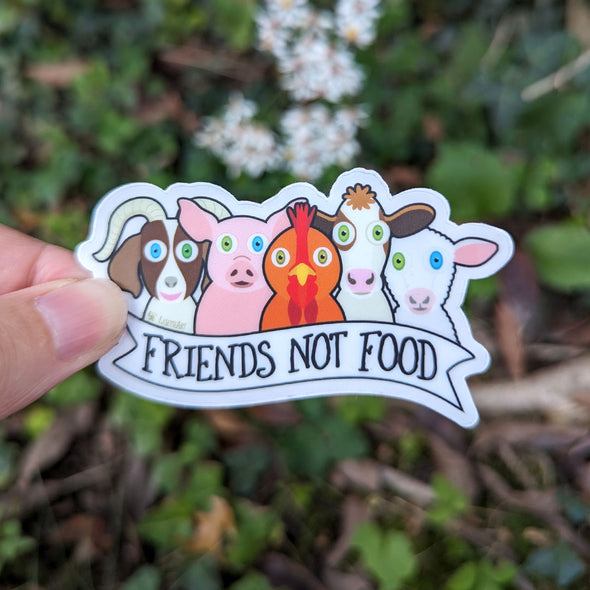 "Friends Not Food" Cute Animals Vinyl Sticker