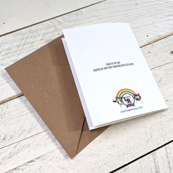 "Shana Tovah!" Cute Cow in Pomegranate, Rosh Hashanah Card, Recycled Greeting Card