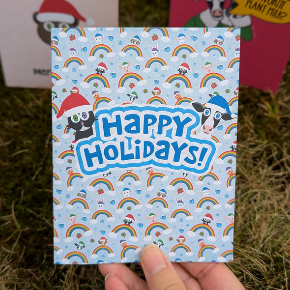 "Happy Holidays!" Rainbow Friends Animals Recycled Greeting Card