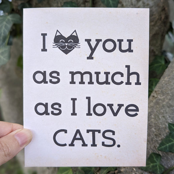 "I love you as much as I love CATS" Funny Valentine's Day Card, Recycled Anniversary Card
