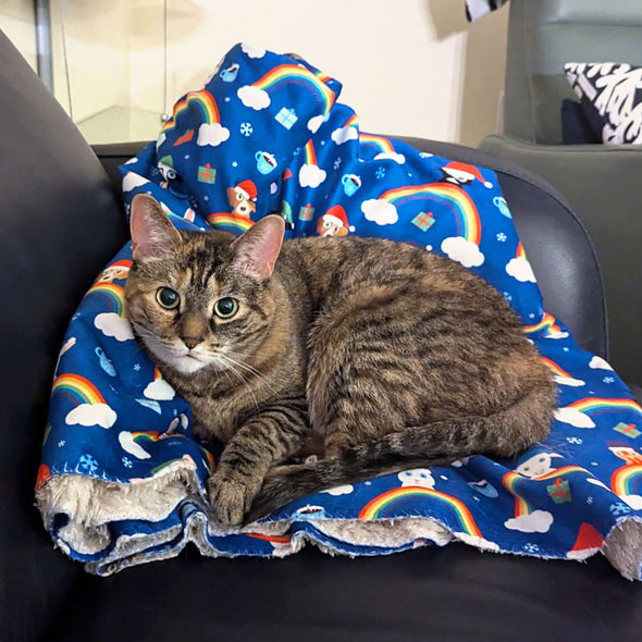 "Rainbow Friends - Happy Holidays" Poly Sherpa Throw Blanket
