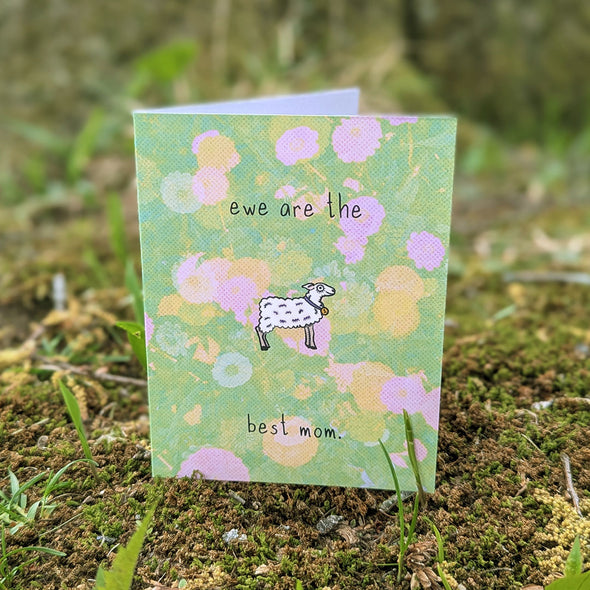 "ewe are the best mom." Mother's Day Sheep Recycled Greeting Card
