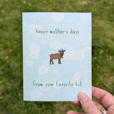 "happy mother's day! from your favorite kid" Goat Recycled Greeting Card
