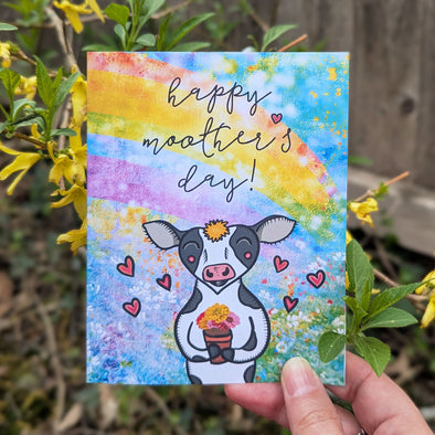 "happy MOOther's day!" Mother's Day Cow Recycled Greeting Card
