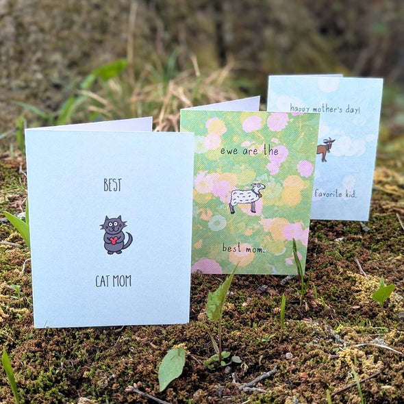 "ewe are the best mom." Mother's Day Sheep Recycled Greeting Card