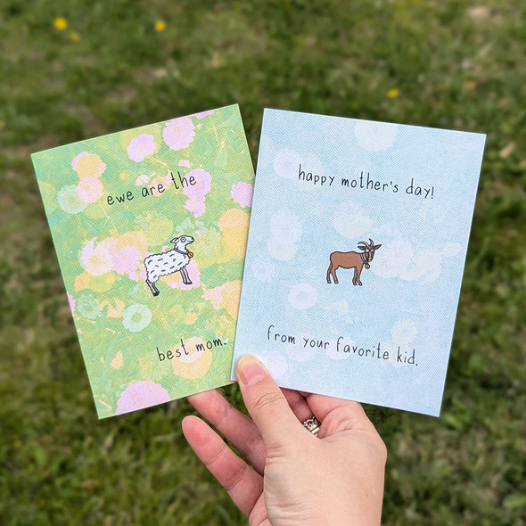 "ewe are the best mom." Mother's Day Sheep Recycled Greeting Card