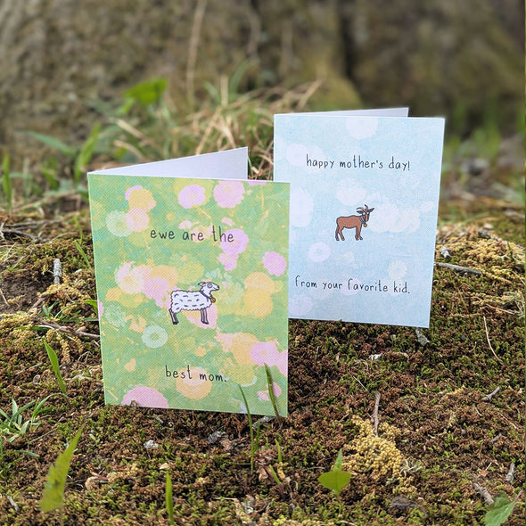 "ewe are the best mom." Mother's Day Sheep Recycled Greeting Card