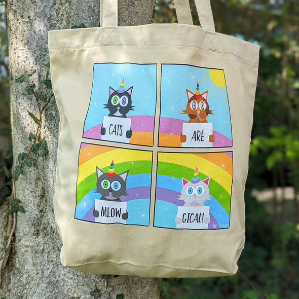 "Cats are Meowgical" Organic Cotton Tote Bag