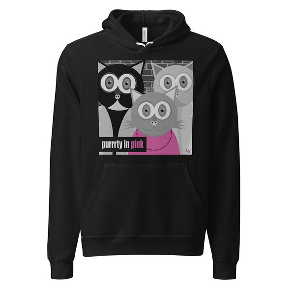 "Purrrty in Pink" 80's Cat Parody Unisex Lightweight Fleece Hoodie Sweatshirt