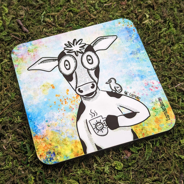 "Cow-fee" Art Coaster