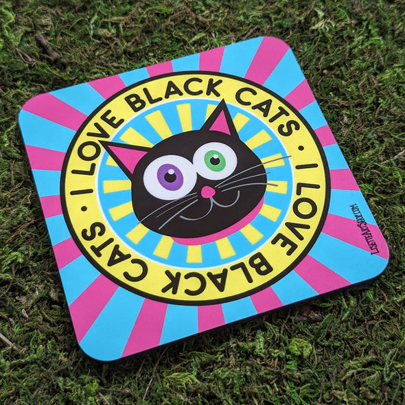 "I Love Black Cats" Coaster