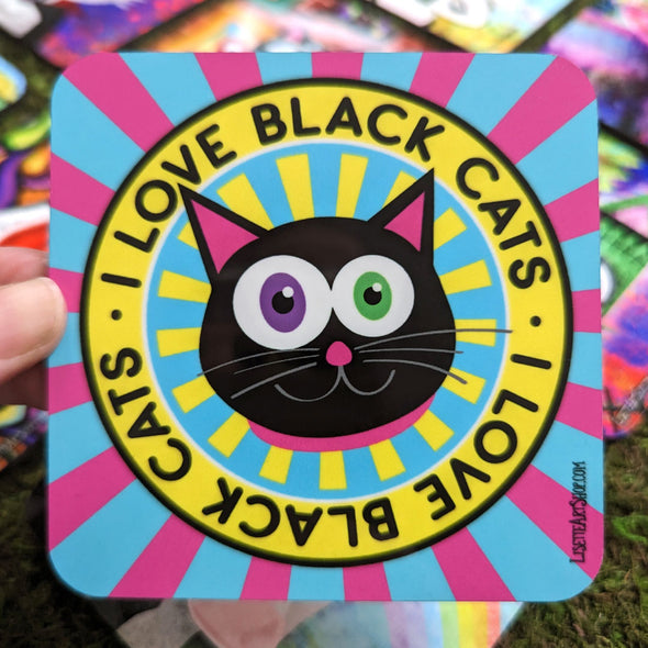 "I Love Black Cats" Coaster