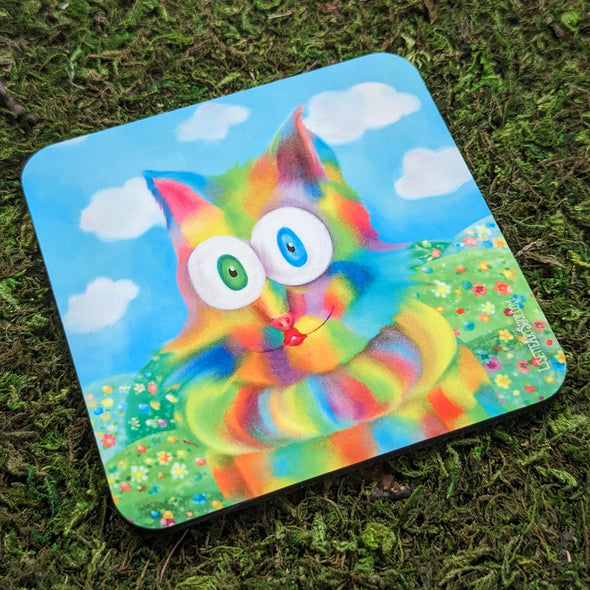 "Jester Cat" Art Coaster