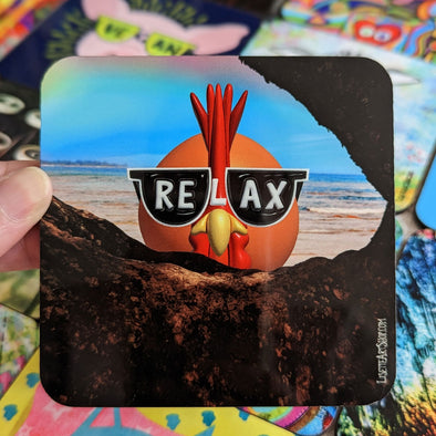 Beach Chicken with Relax Sunglasses - Art Coaster