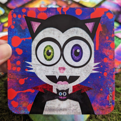 "Vampurrrkitty" Halloween Cat Coaster
