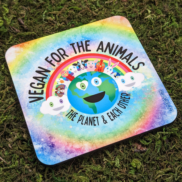 "Vegan for Everything" Cute Animals Coaster