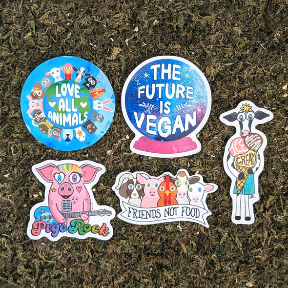 Happy Vegan Sticker Pack - Vinyl Stickers