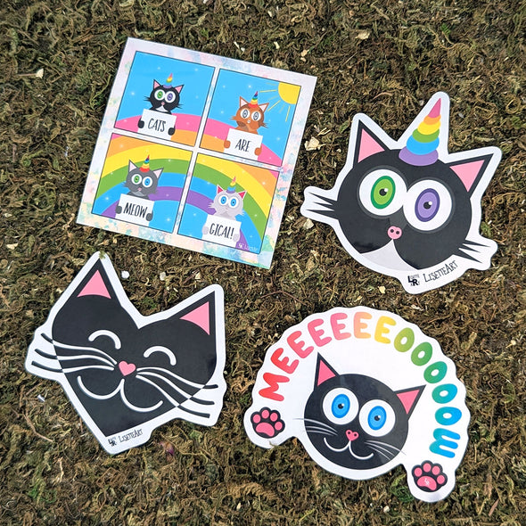 Cute & MEOWgical Cat Sticker Pack - Vinyl Stickers