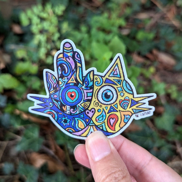 "Hamsa Judaicat" Jewish Cat Sticker with Pixie Dust