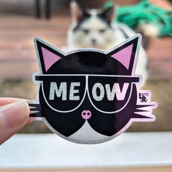 "MEOW" Sunglasses Cat Sticker with Pixie Dust