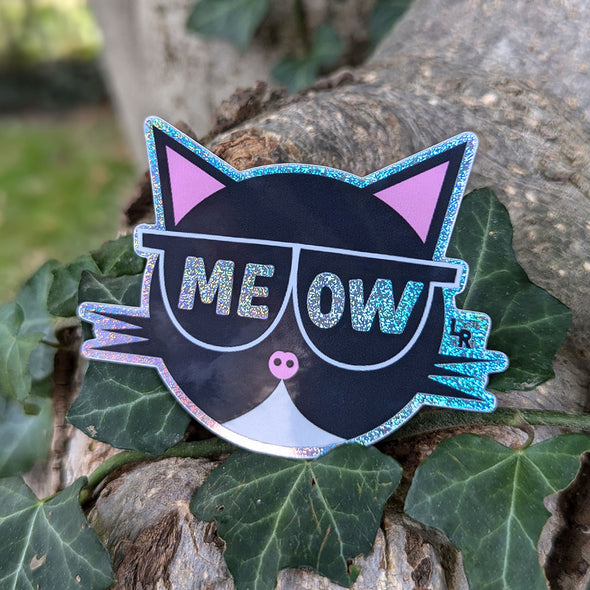 "MEOW" Sunglasses Cat Sticker with Pixie Dust