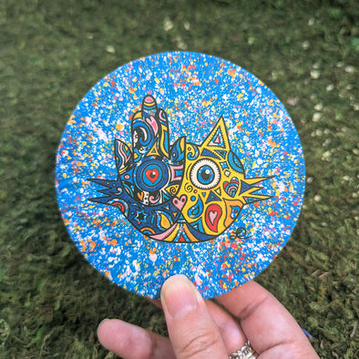 "Hamsa Judaicat" Round Stone Coaster