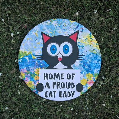 "Home of a Proud Cat Lady" Round Stone Coaster