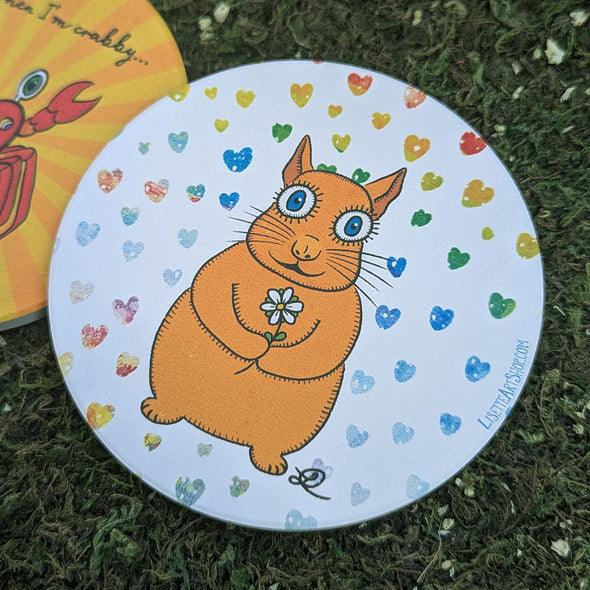 Love Squirrel - Round Stone Coaster