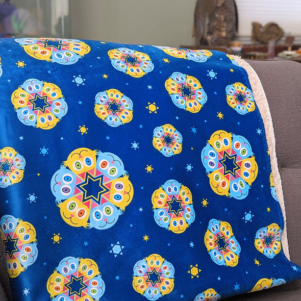 "Magen David Kitties" Poly Sherpa Throw Blanket