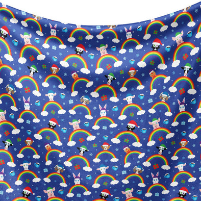 "Rainbow Friends - Happy Holidays" Poly Sherpa Throw Blanket