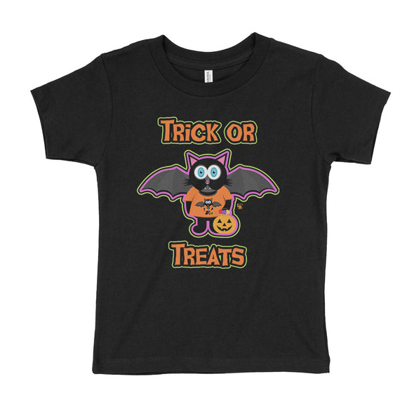 "TRICK OR TREATS" Bat Cat Halloween Kids T-Shirt