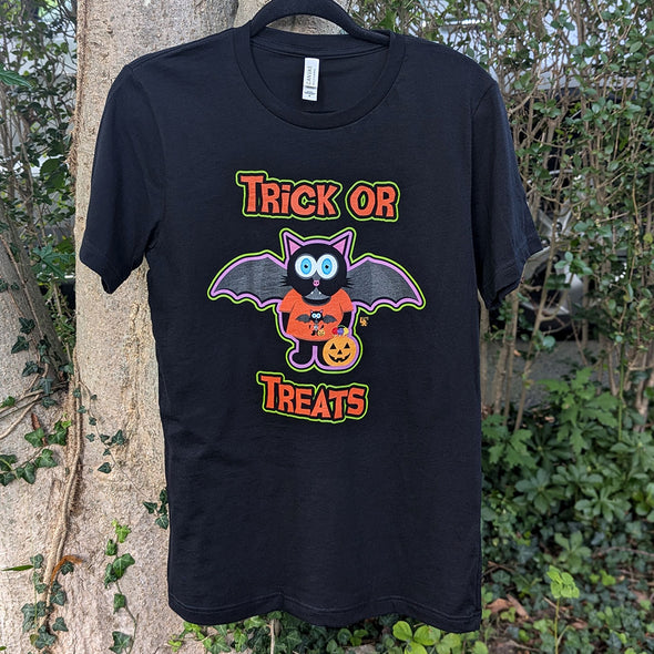 "TRICK OR TREATS" Halloween Bat Cat Unisex T-Shirt