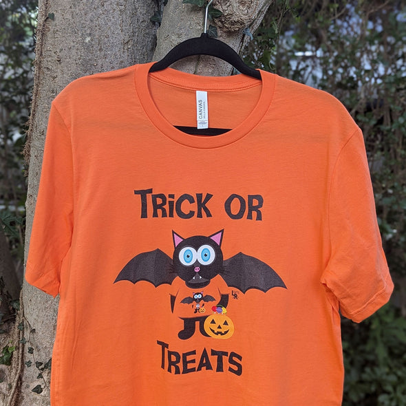 "TRICK OR TREATS" Halloween Bat Cat Orange Unisex T-Shirt