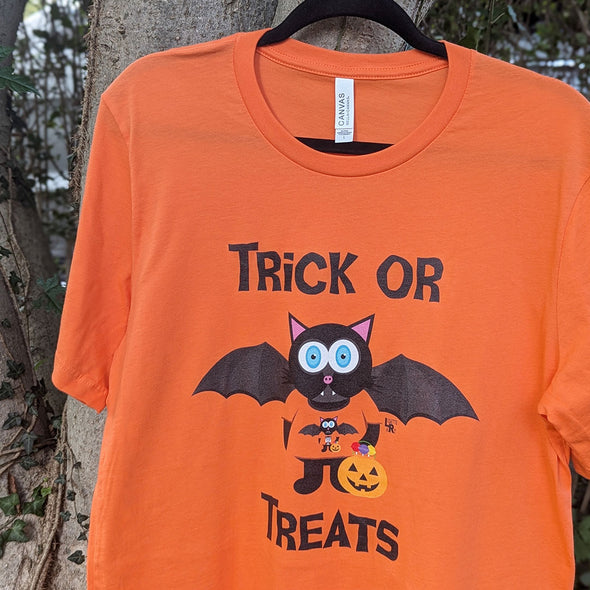 "TRICK OR TREATS" Halloween Bat Cat Orange Unisex T-Shirt