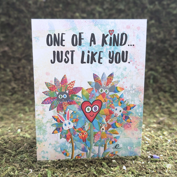 One of a Kind Flower Bouquet - Cute Valentine's Day Card, Recycled Anniversary Card