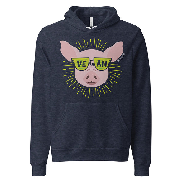 "Vegan Sunglasses" Cool Pig - Unisex Lightweight Fleece Hoodie Sweatshirt