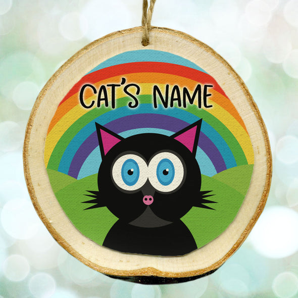 Personalized Cat Ornament - Cute Kitty Wood Holiday Ornaments with Name