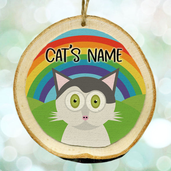 Personalized Cat Ornament - Cute Kitty Wood Holiday Ornaments with Name