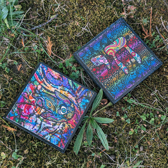 "Hamsa ב‎" - Judaica Art on Wood Block with Glitter Accents