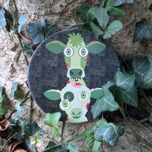 Zombie Animals Halloween Round Stone Coasters