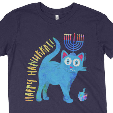 "Happy Hanukkat!" Hanukkah Cat Youth T-Shirt