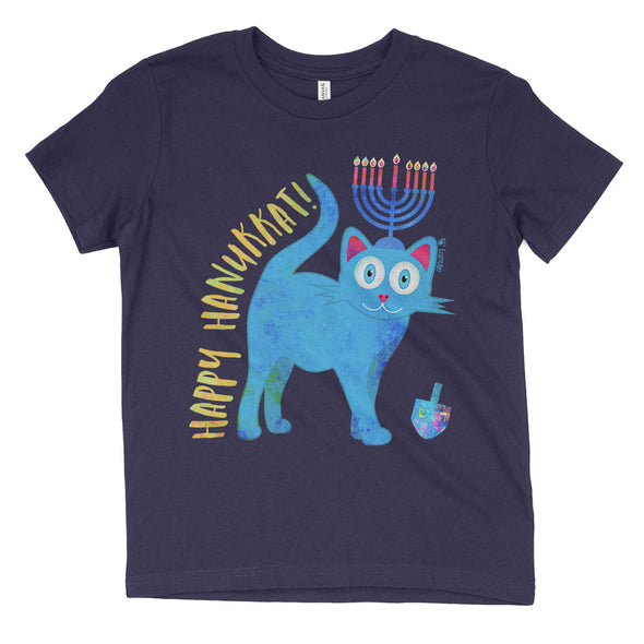 "Happy Hanukkat!" Hanukkah Cat Youth T-Shirt