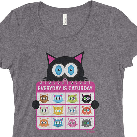 SALE "Everyday is Caturday" Junior Fitted Cat T-Shirt