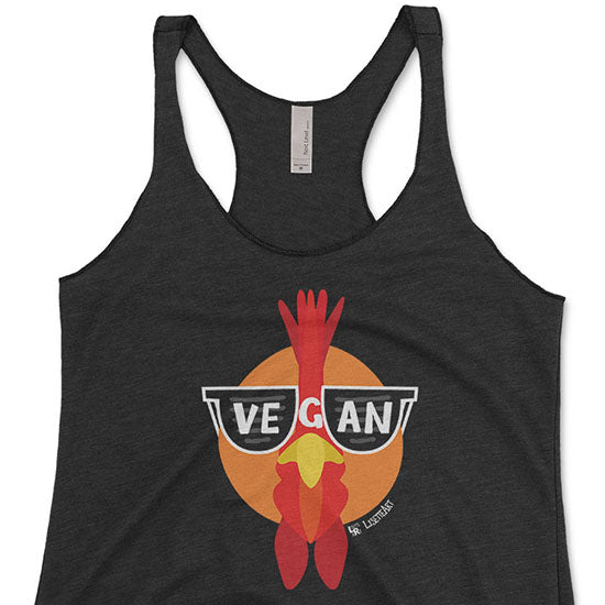 "Vegan Sunglasses" Cool Chicken Tri-blend Racerback Tank