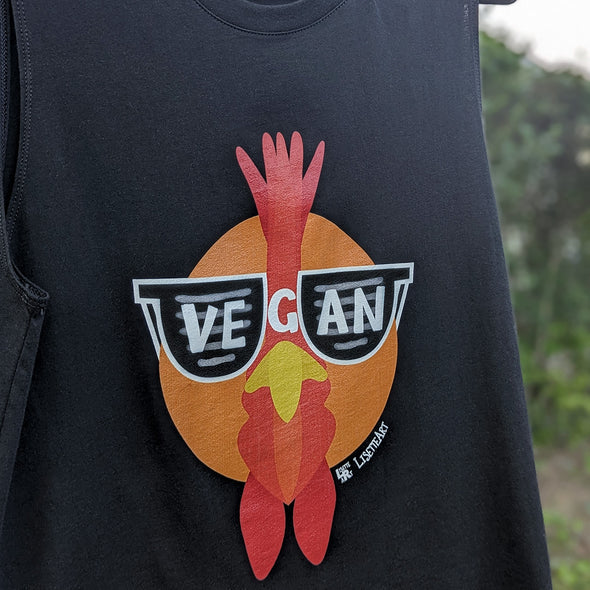 "Vegan Sunglasses" Cool Chicken Unisex Muscle Tank