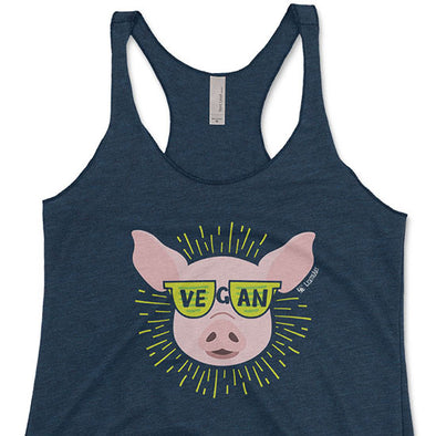 "Vegan Sunglasses" Cool Pig - Tri-blend Racerback Tank