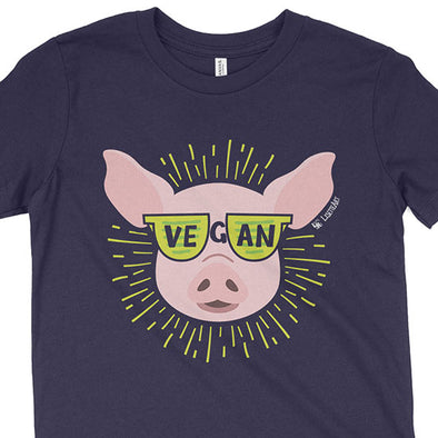 "Vegan Sunglasses" Cool Pig Youth T-Shirt