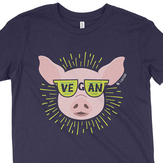 "Vegan Sunglasses" Cool Pig Youth T-Shirt