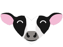 Gif of heart cow smiling and jumping