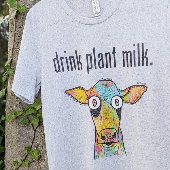 "Drink Plant Milk - Cow" Vegan Unisex Tri-blend T-Shirt